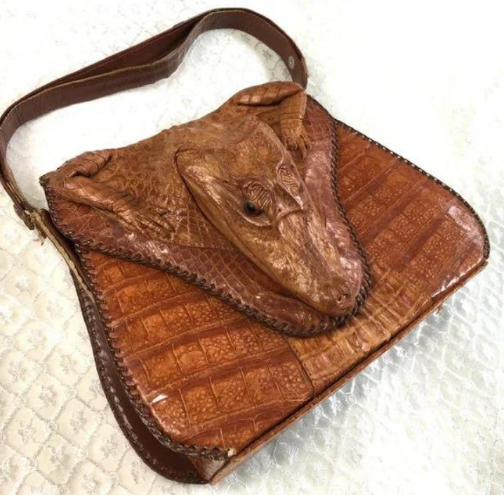 Genuine Vintage Alligator Handbag Made in Cuba