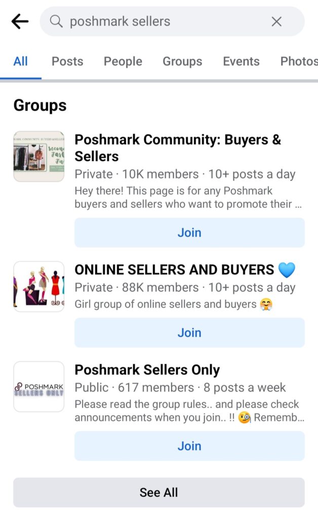 using facebook groups to get sales on poshmark