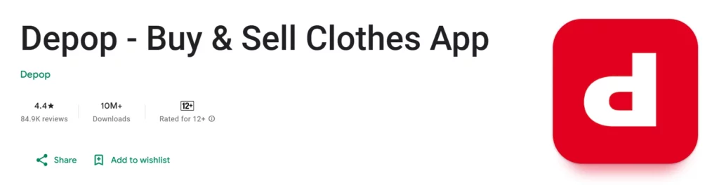 Depop Google Play Store