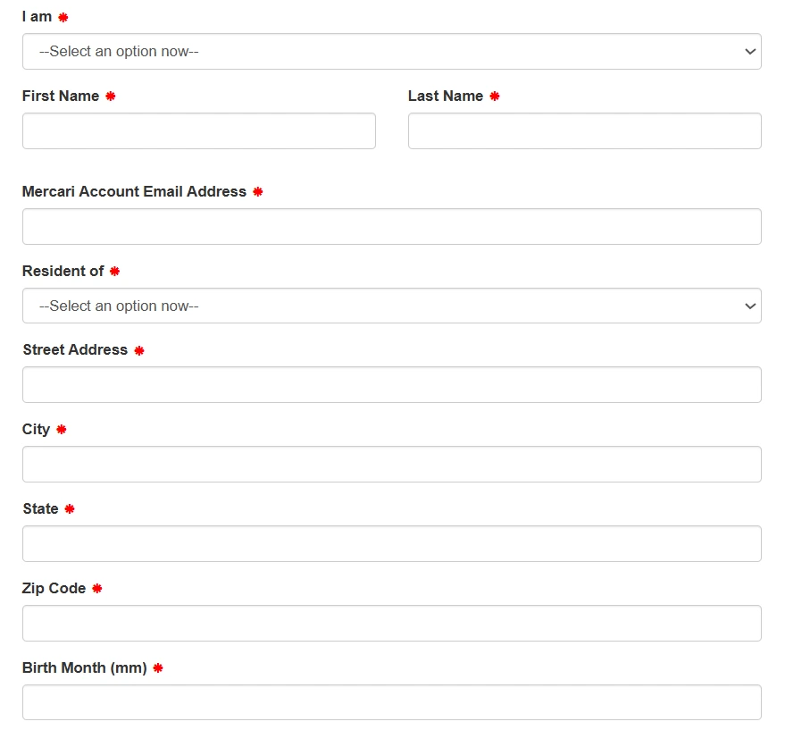 Mercari Account Delete Form