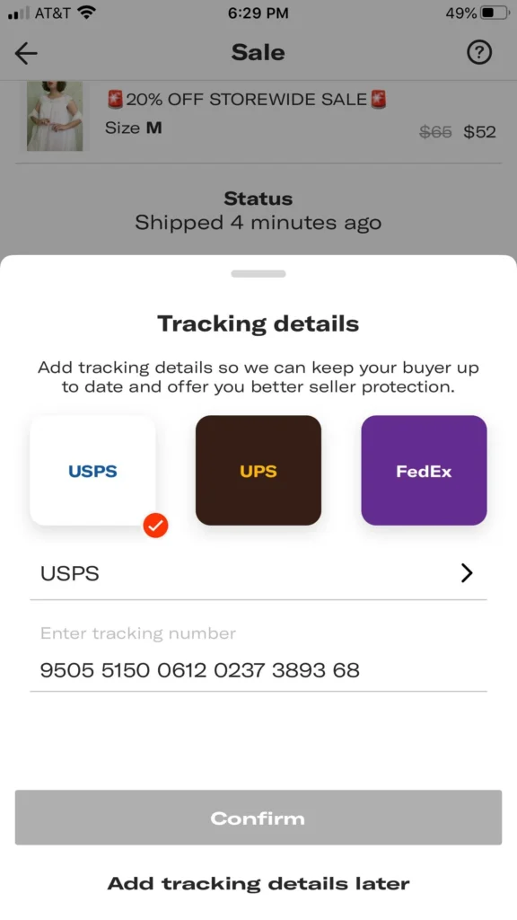 Depop tracking