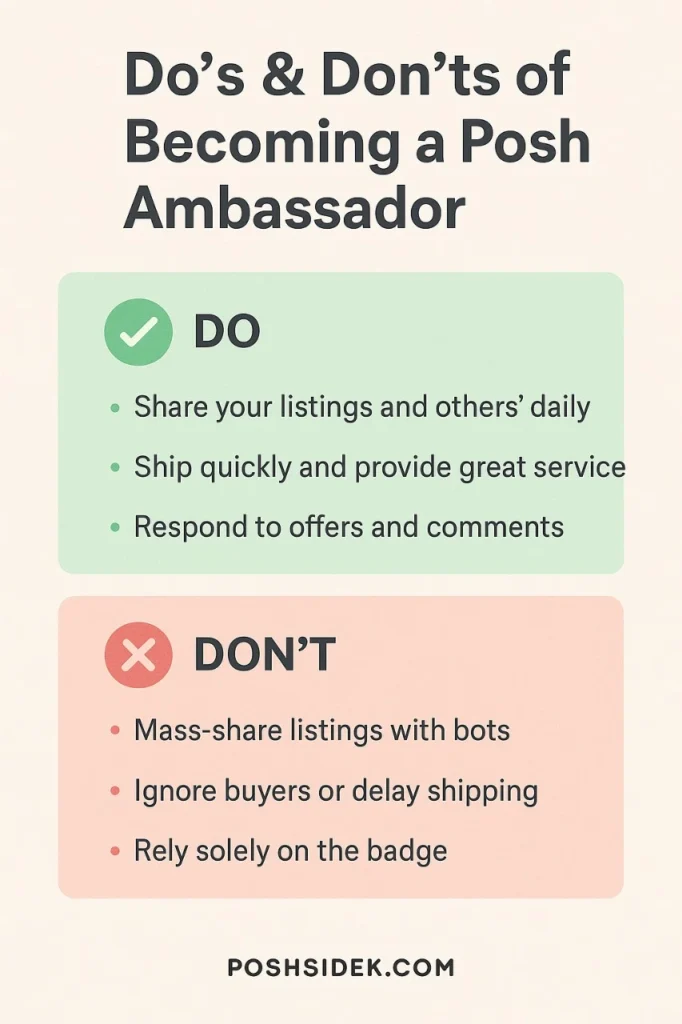 Posh ambassador dos and donts