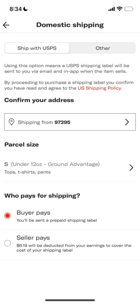 Who pays for shipping on Depop