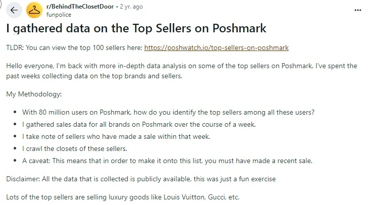 Top sellers on Poshmark