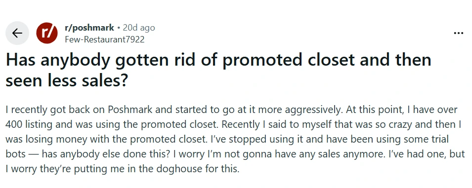 Poshmark Promoted Closet Scam