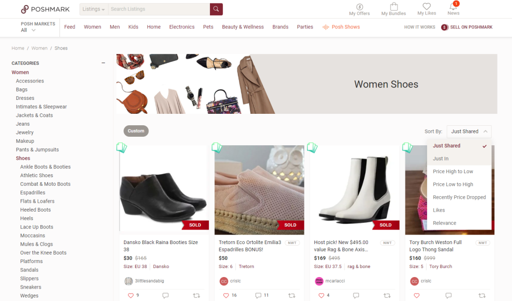 Poshmark Sold Items