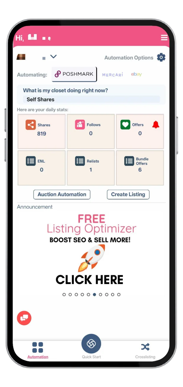 Poshmark Sharing Tool Mobile Mockup