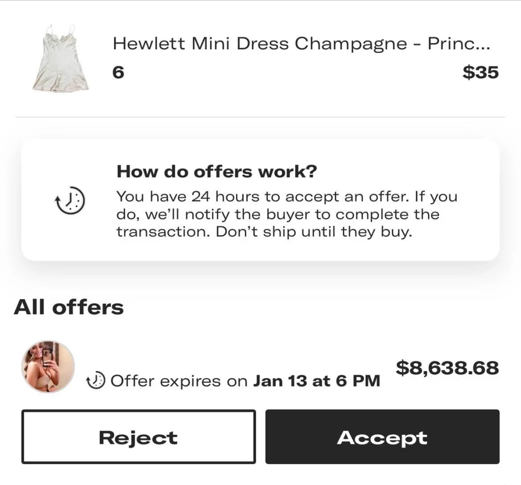 Reject or Accept Offer on Depop Reject or Accept Offer on Depop