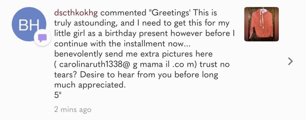 Email me photos at this address comment on Poshmark