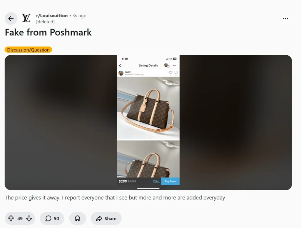 Fake LV bag on Poshmark