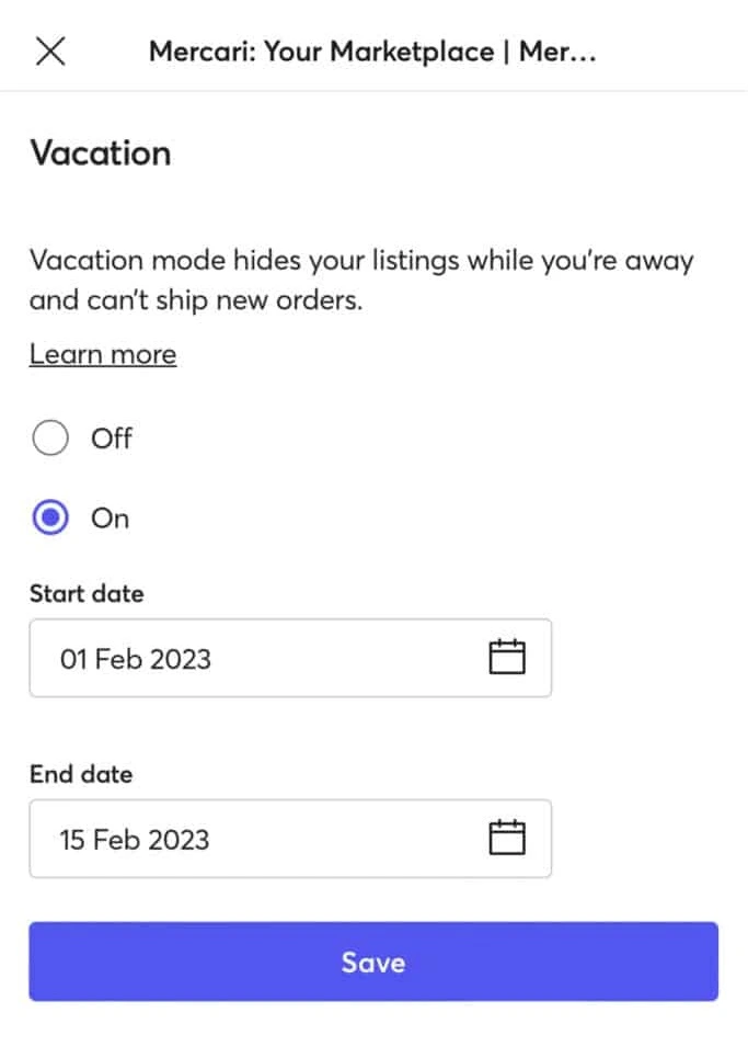 Mercari Vacation Mode Start and End Date Mercari Vacation Mode Start and End Date