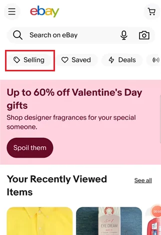 Selling on eBay app Selling on eBay app