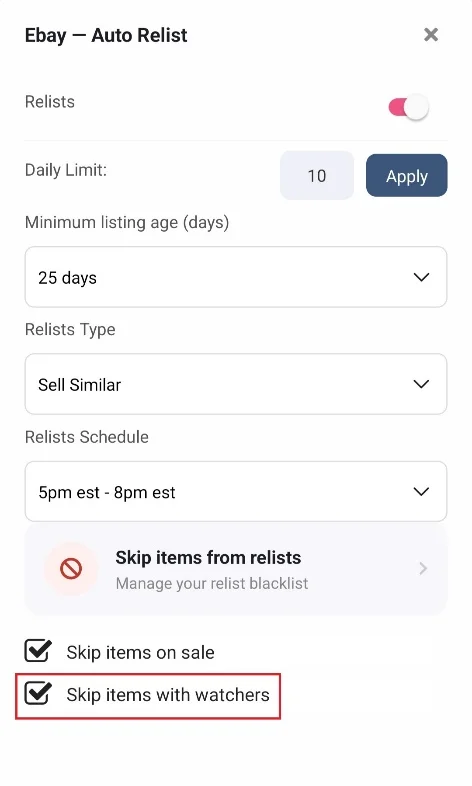 Skip Items with Watchers Skip Items with Watchers