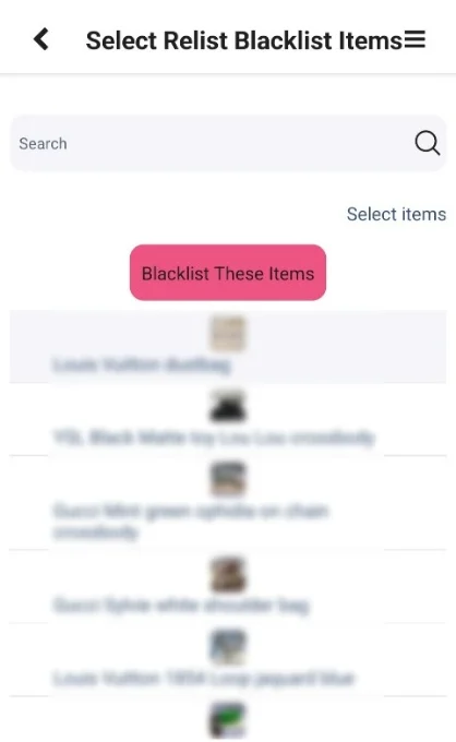 Tap Blacklist These Items Tap Blacklist These Items