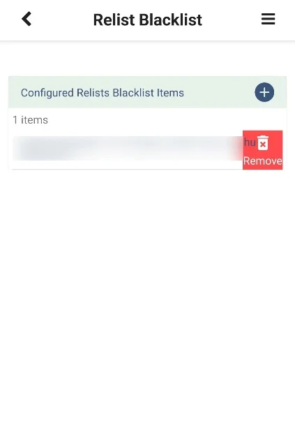 Tap remove from the blacklist Tap remove from the blacklist