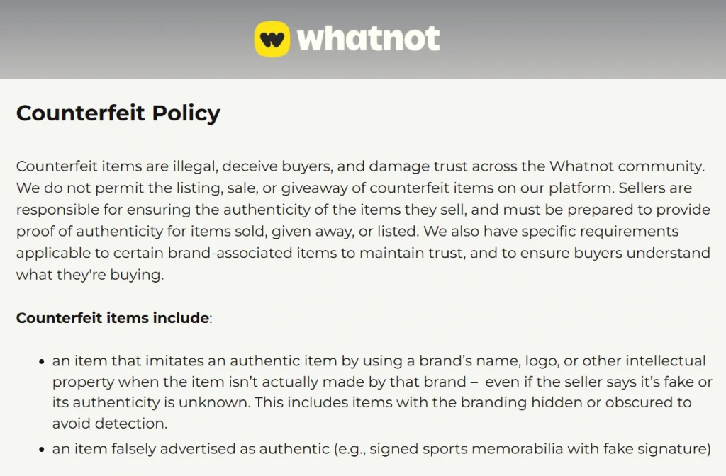 Whatnot Counterfeit Policy Whatnot Counterfeit Policy