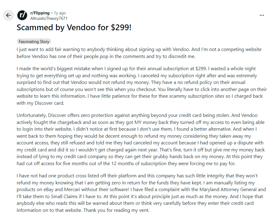 Reseller Scammed by Vendoo Reseller Scammed by Vendoo