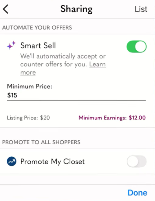 Smart Sell Turn Off Smart Sell Turn Off