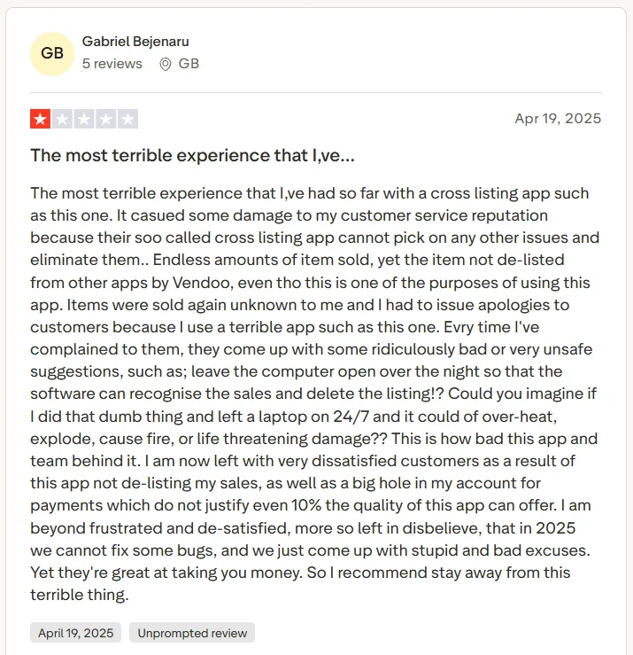 Vendoo Worst Experience Review Vendoo Worst Experience Review