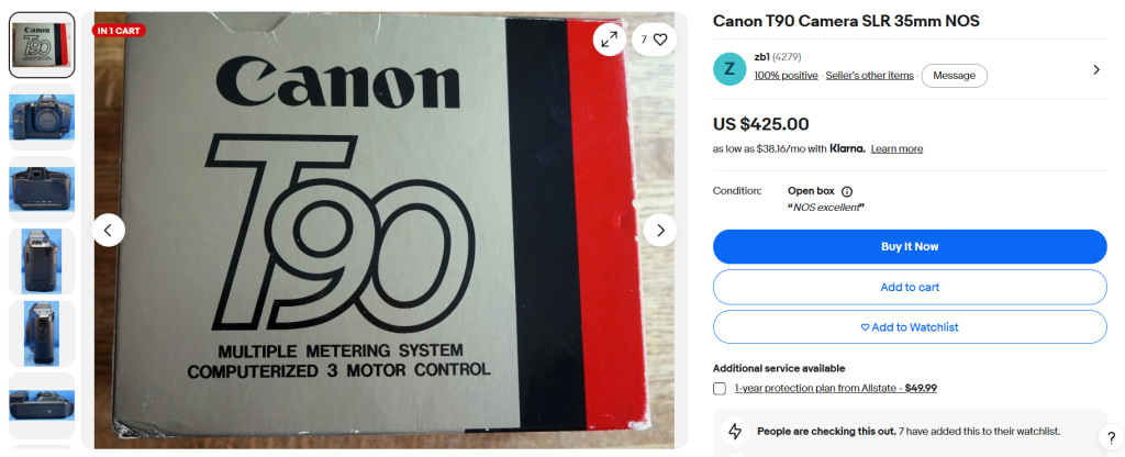 NOS Camera Listing on eBay NOS Camera Listing on eBay