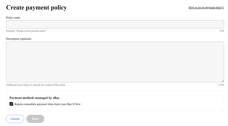 eBay Payment Policy eBay Payment Policy